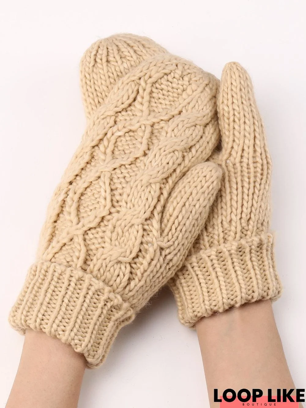 Casual Solid Color Twist Pattern Wool Knit Gloves Daily Commuting Home Accessories