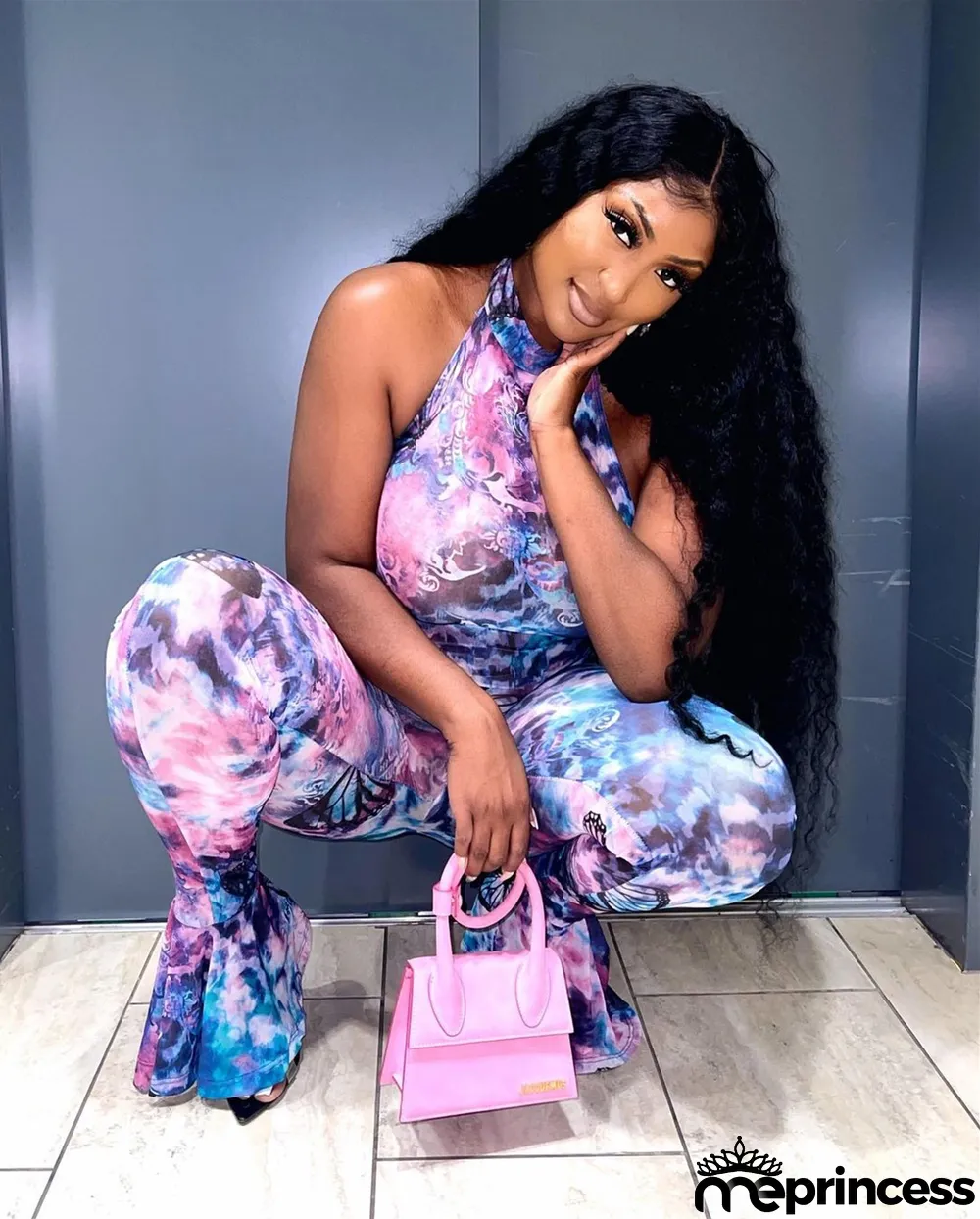 Sexy Butterfly Print Halter Jumpsuit