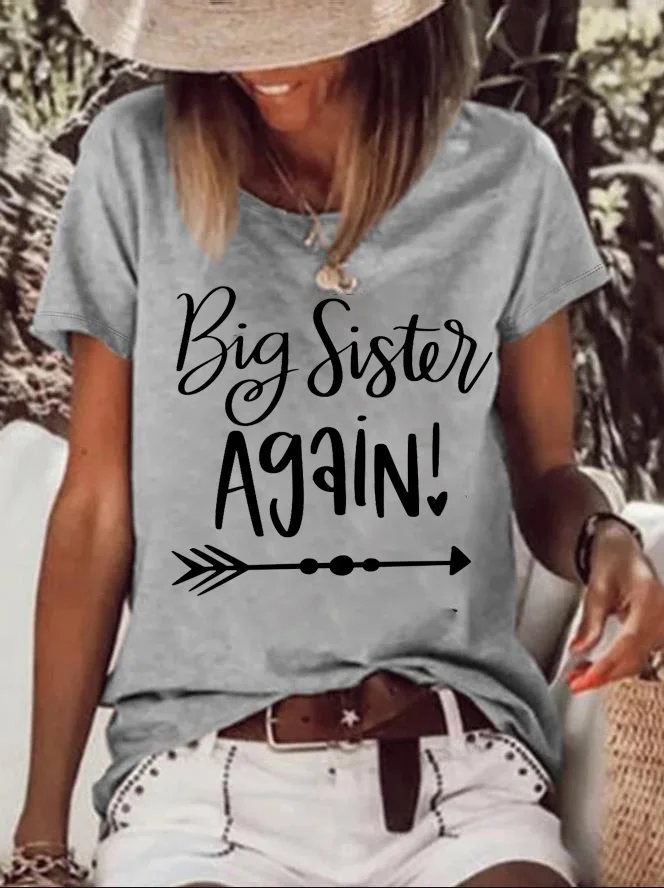 Big Sister Again! Printed Funny Tees