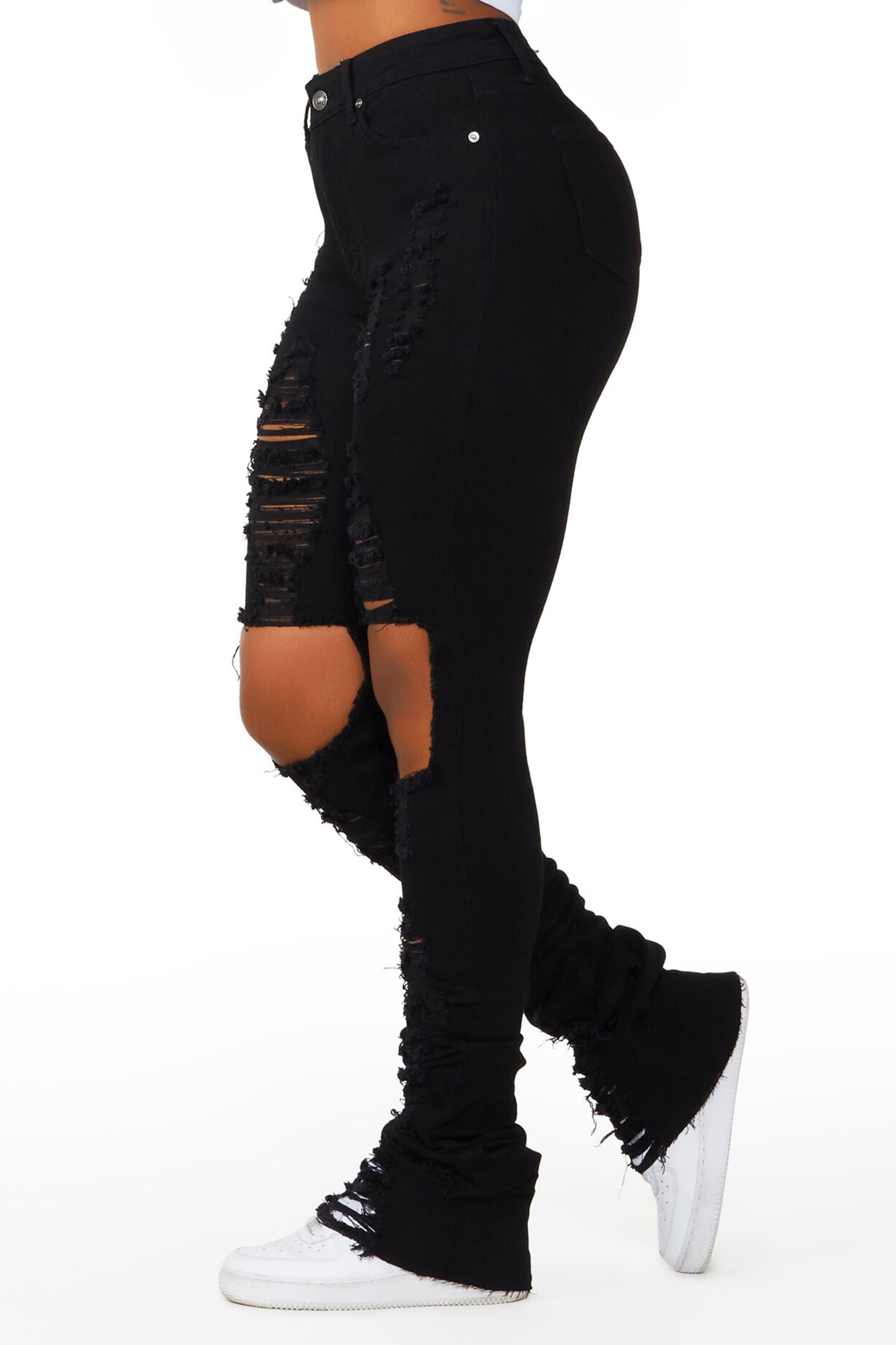 Makena Black Distressed Super Stacked Jean makena-black-distressed-super-stacked-jean