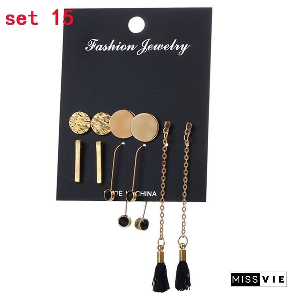 Styles New Tassel Acrylic Earrings For Women Bohemian Set Big Geometric Drop Earring
