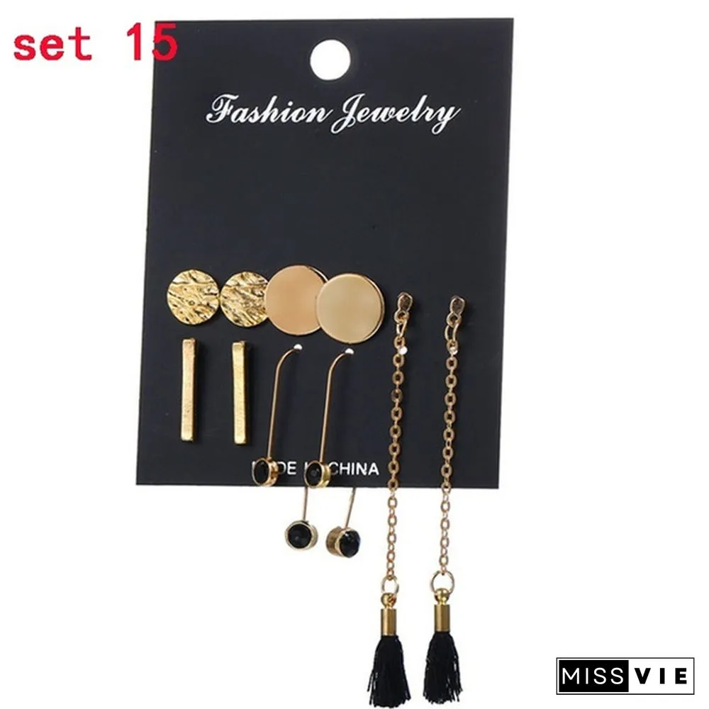 Styles New Tassel Acrylic Earrings For Women Bohemian Set Big Geometric Drop Earring