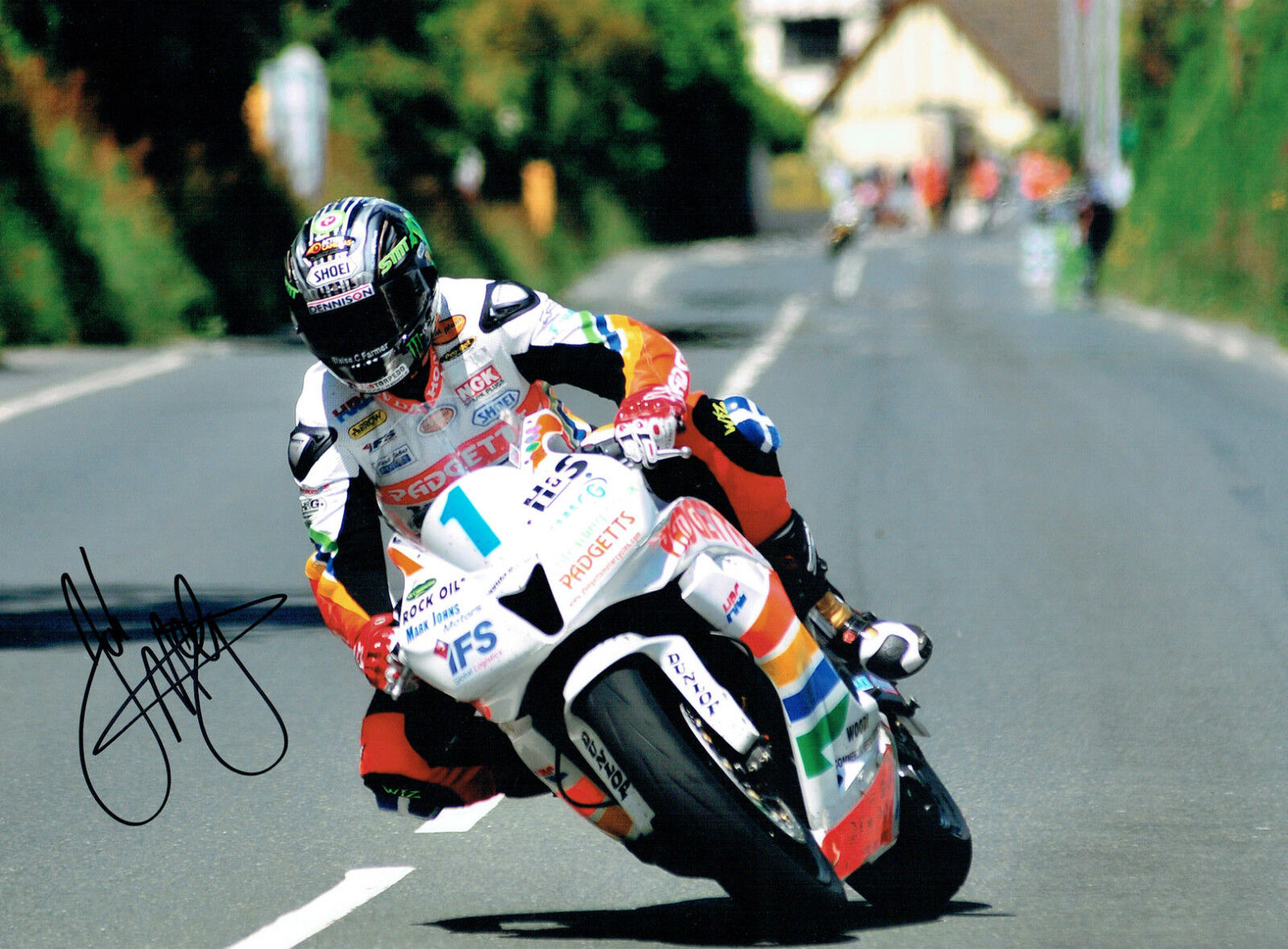 John McGUINNESS SIGNED 16x12 Autograph Photo Poster painting AFTAL Isle of Man TT Pagetts HONDA