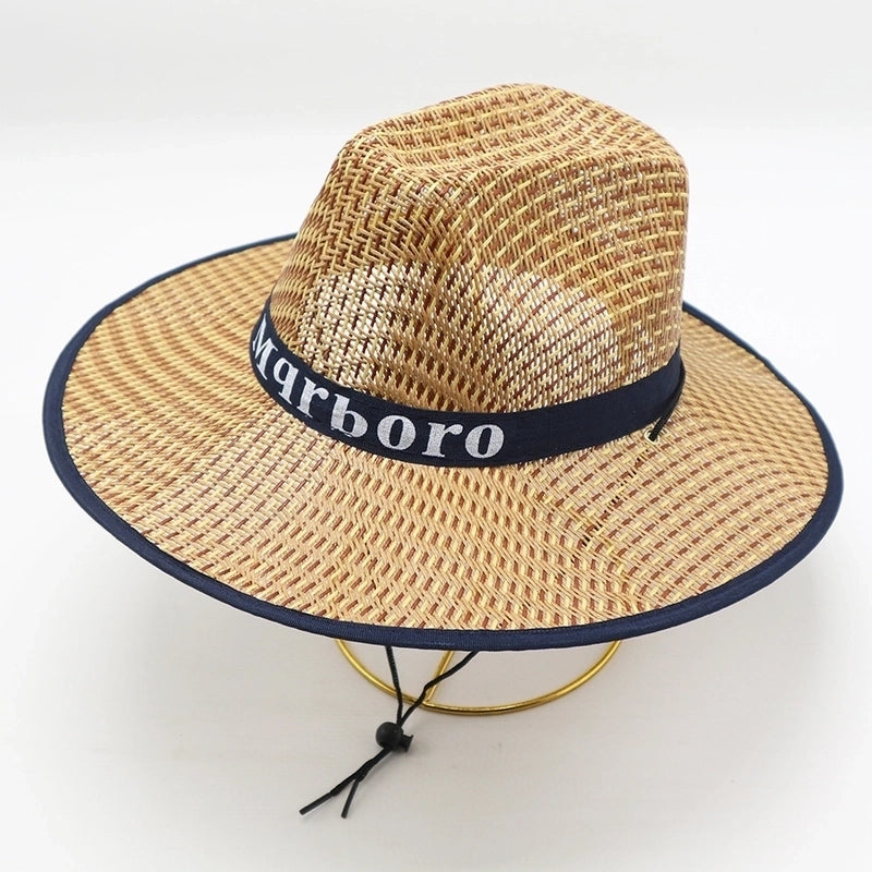 Men’s Minimalist Solid Color Big Eaves Straw Hat