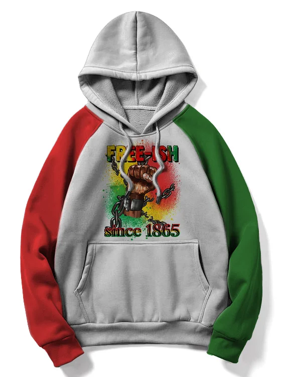 Men's Juneteenth Free-Ish Since 1865 Print Raglan Sleeve Hoodie