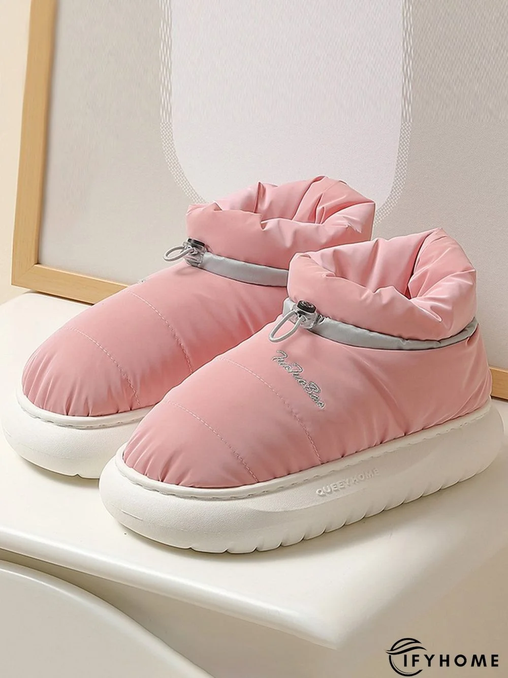 Waterproof Fabric Quilted Non Slip Lined Slipper Boots | IFYHOME