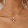 925 Sterling Silver Cross Pendant Necklace Retro Rose Pattern 