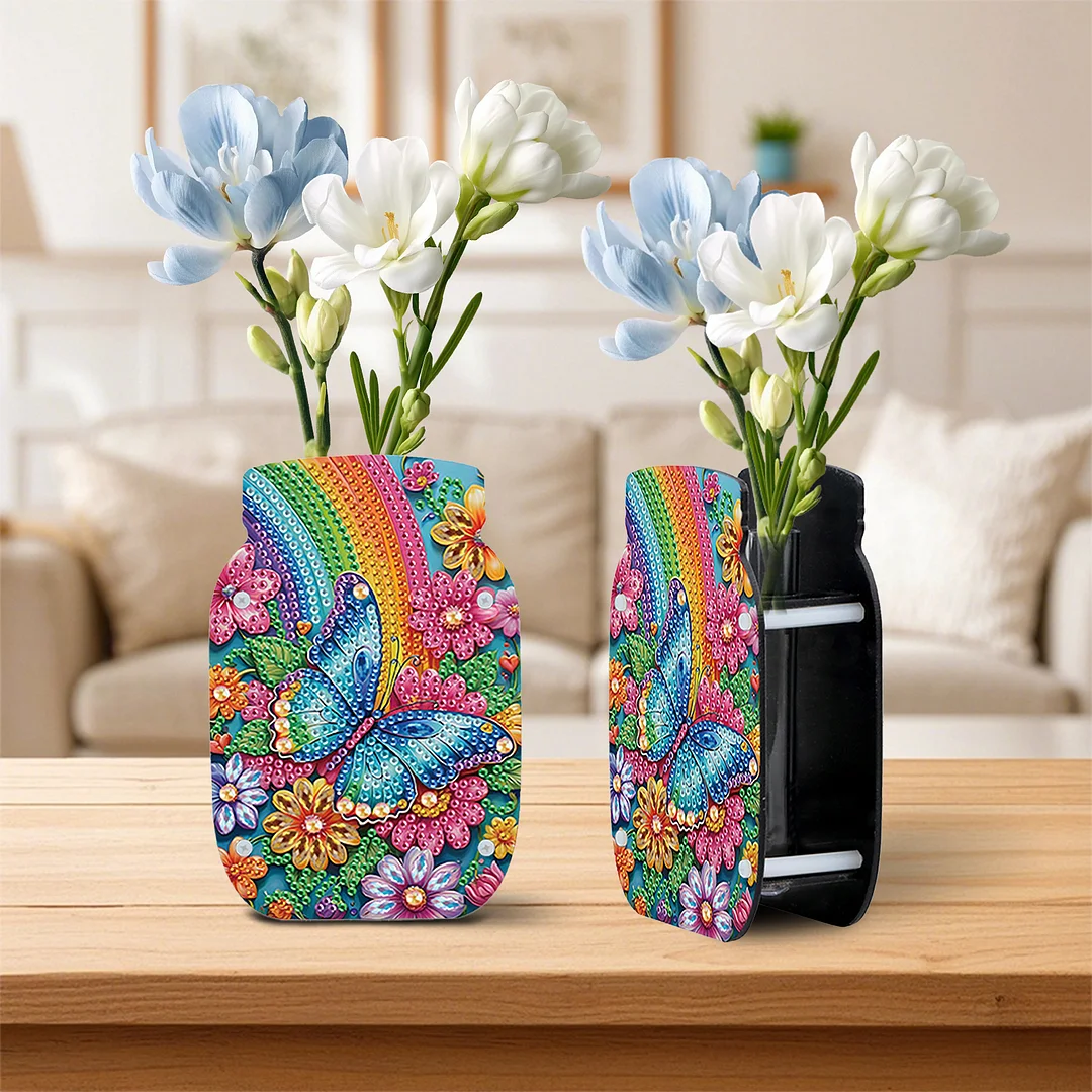 Butterfly Acrylic Double Sided Special Shape Diamond Painting Vase for Home