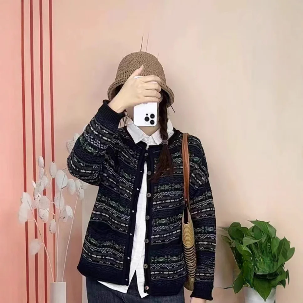 Chicfifth Sweater Women Winter Long Sleeve High Quality Autumn Vintage Top Knitted Cardigan