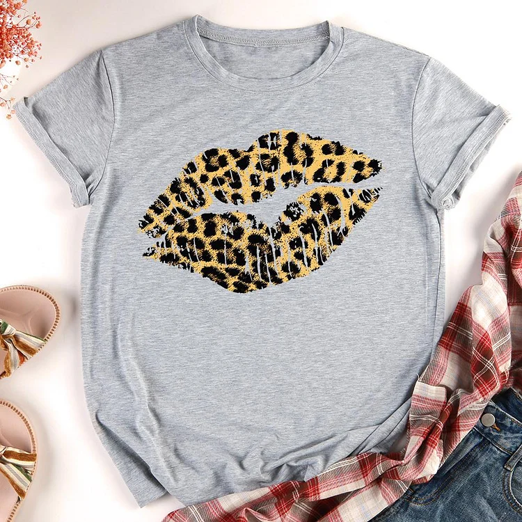 Leopard lips Valentine's Day T-shirt Tee -011641-Annaletters
