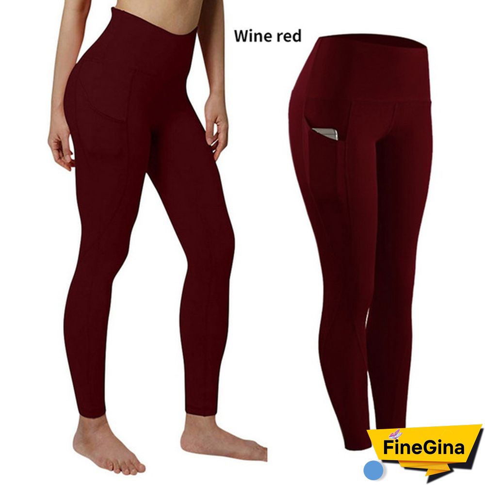 Fashion Women's High Waist Skinny Fitness Exercise Leggings with Pockets Gym Sport Workout Running Pant Comfy Yoga Trousers