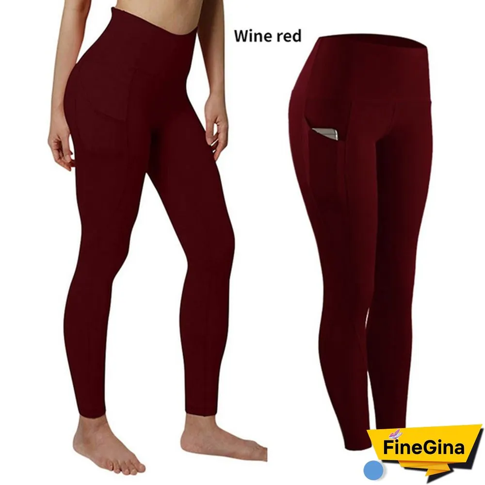 Fashion Women's High Waist Skinny Fitness Exercise Leggings with Pockets Gym Sport Workout Running Pant Comfy Yoga Trousers