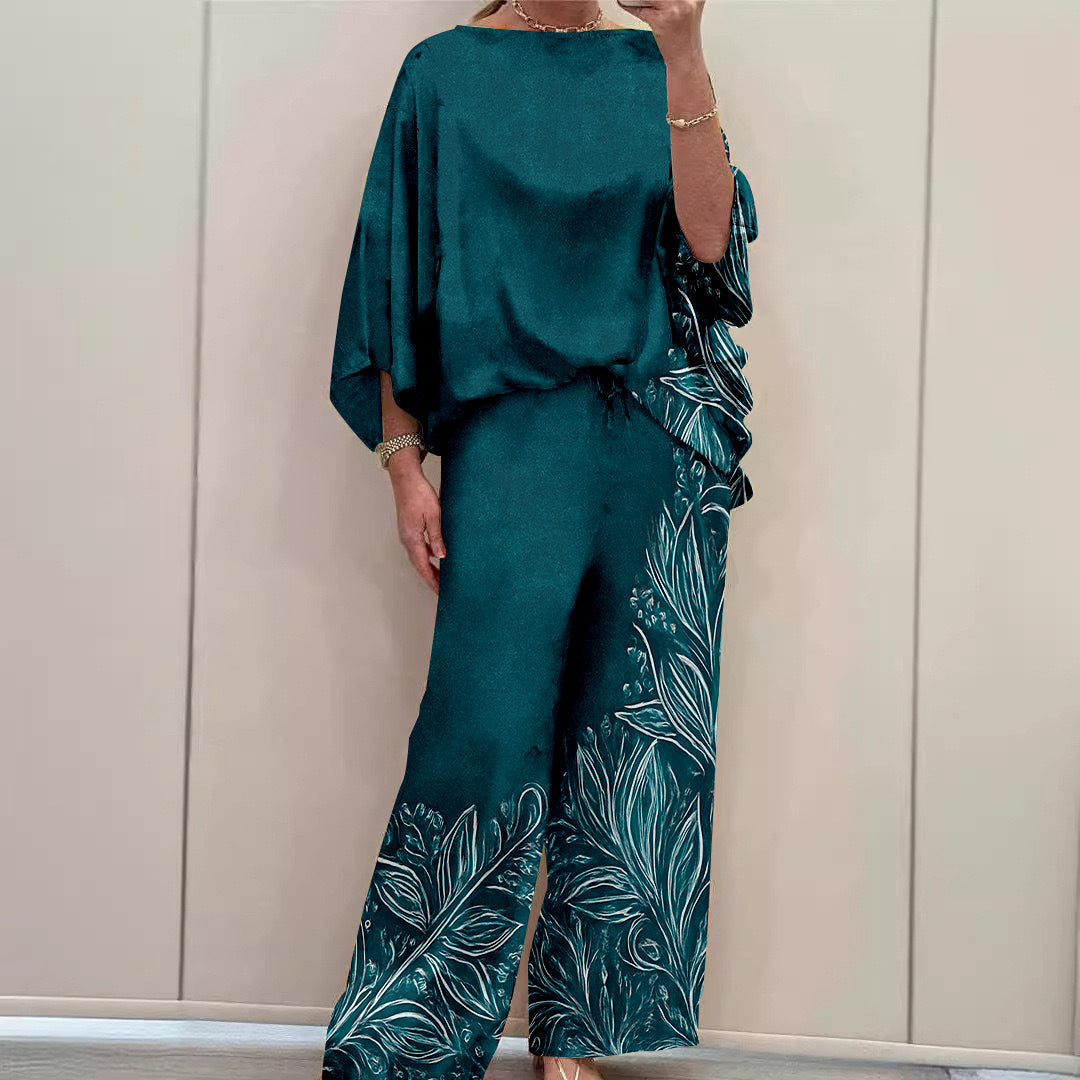 Women Long Sleeve V-neck Graphic Floral Printed Top