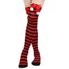 Women's Christmas Festival Bowknot Ball Striped Long Socks 