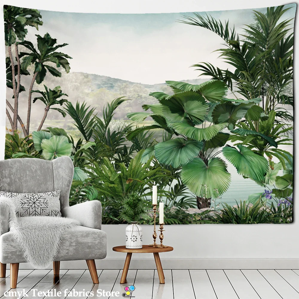Nigikala Banana Tree Tapestry Wall Haning Psychedelic Hippie Oil Painting Tapiz Tropical Plants Background Cloth Boho Decor
