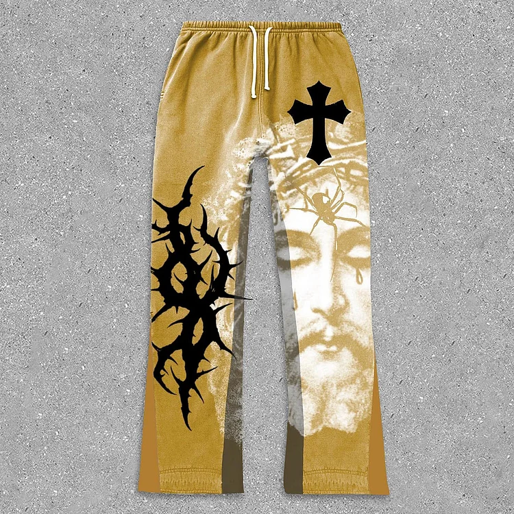 Fashionable Personalized Jesus Print Flares Sweatpants