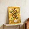 DIY Pearl Painting Sunflower Vase for Home Decor with Frame(30x20cm)