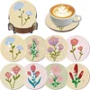 8pcs/set Diamond Painting Bouquet Coaster Cup Cushion Home Decor