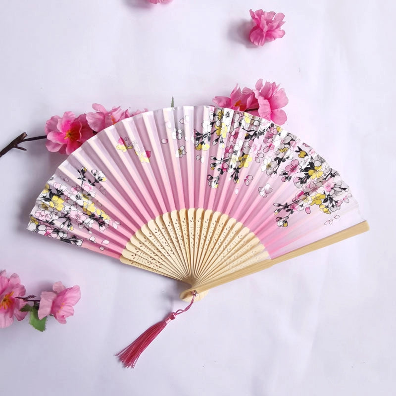 3 Pieces Ancient Style Folding Fan Female Classical Tassel Silk Fan Chinese Style Small Fan Portable Dance Craft National Fashion Fan Student Fan