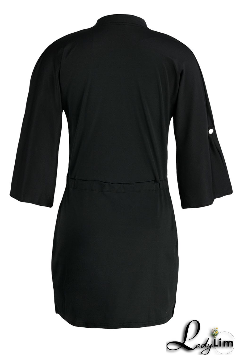 Tangerine Casual Solid Patchwork Draw String V Neck Straight Dresses