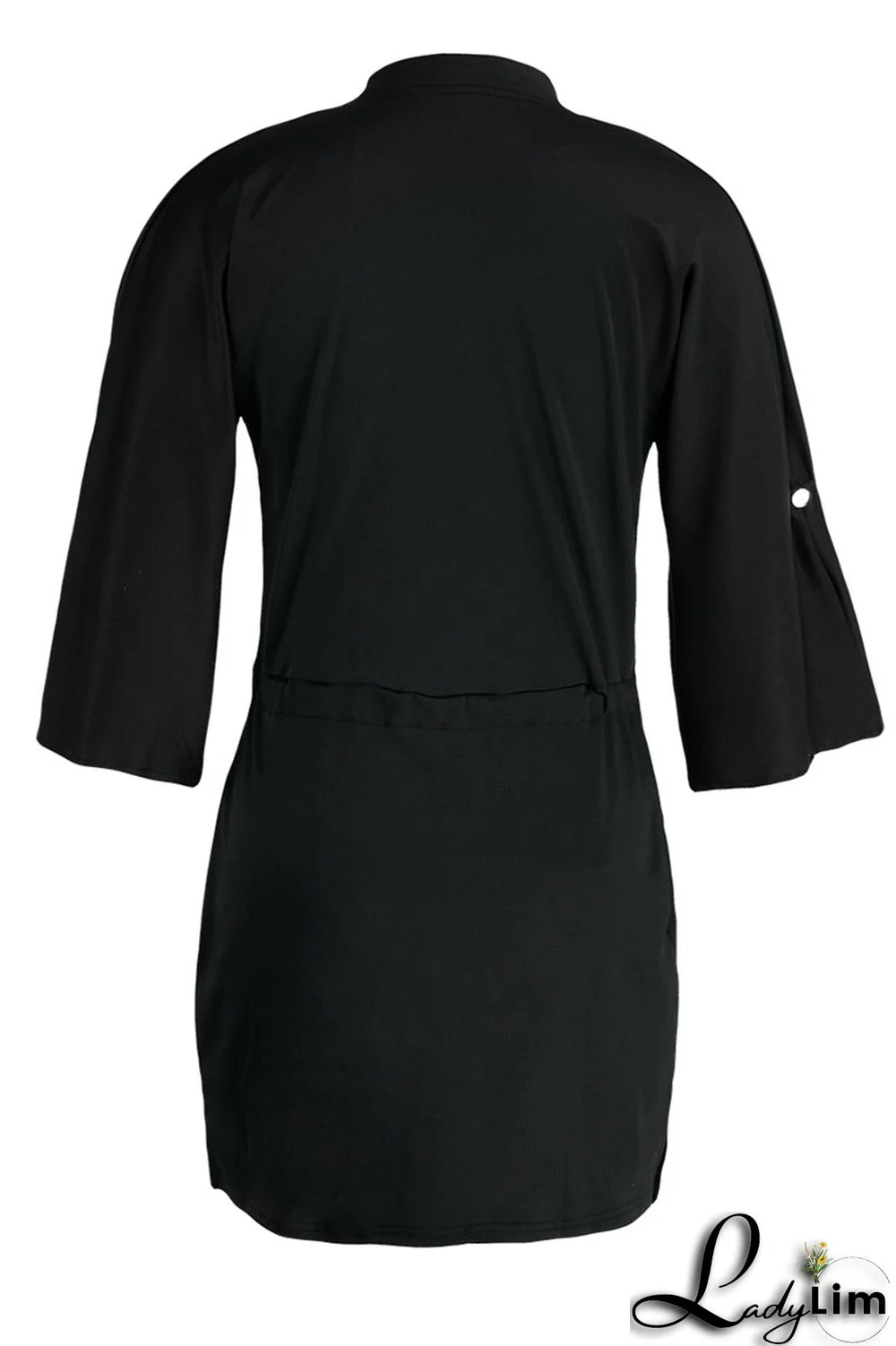 Tangerine Casual Solid Patchwork Draw String V Neck Straight Dresses