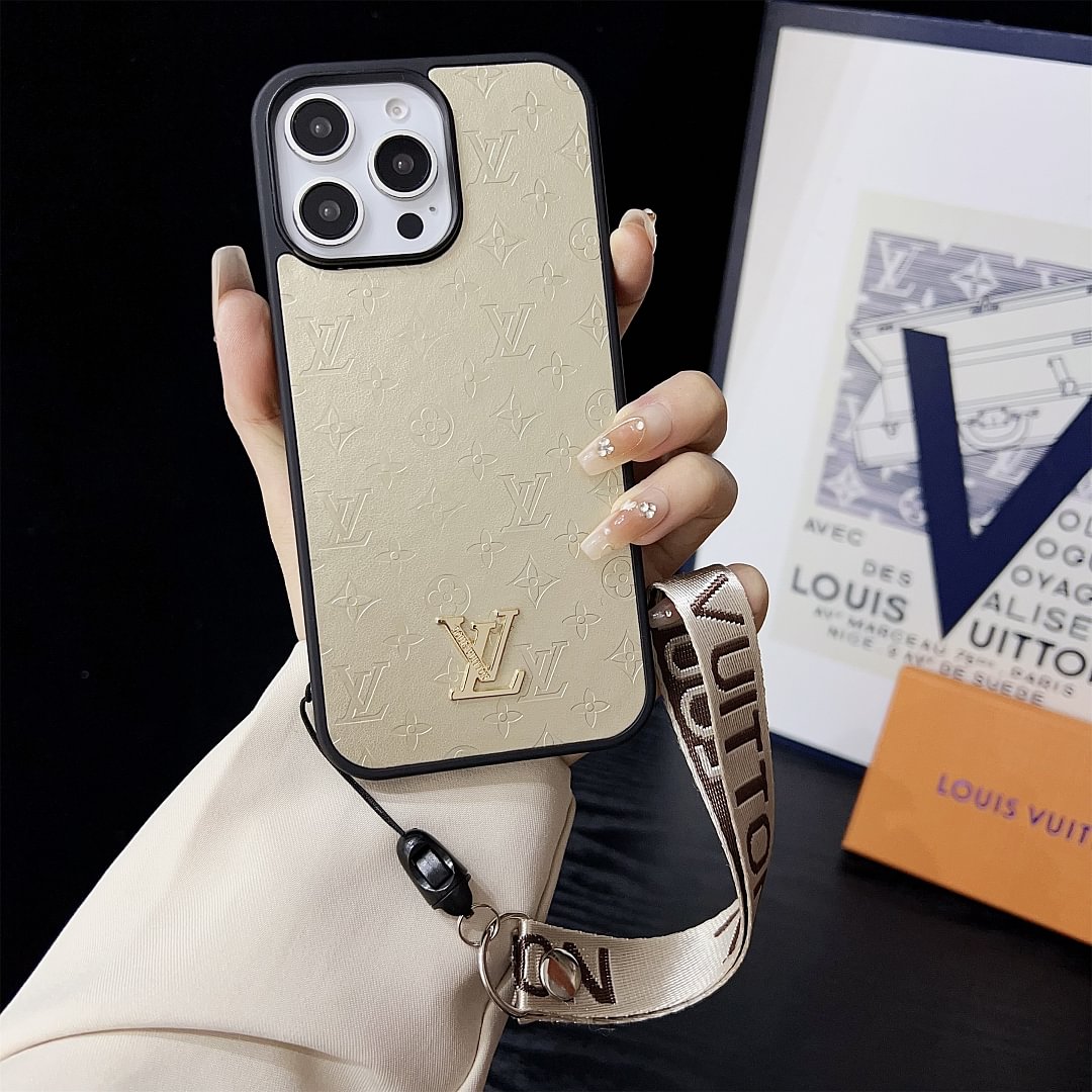 LV Elegant Bracelet Monogram 3D Embossed Soft-touch Leather Apple iPhone Case Samsung Galaxy Cover