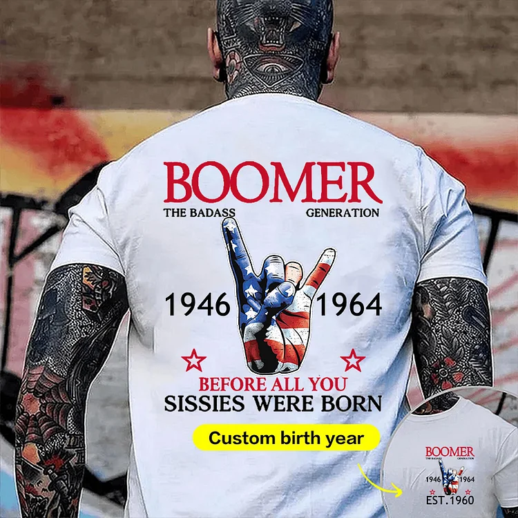 Custom Boomer Rock and roll spirit T-shirt The Badass Generation  Hoodie, Custom Year Of Birth Sweatshirt 