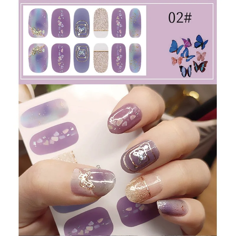 New Designs Full Cover Nail Stickers Fashion Flowers Nail Sticker Set Self Adhesive Manicure Decoracion Nail Strips-Nail Inspo