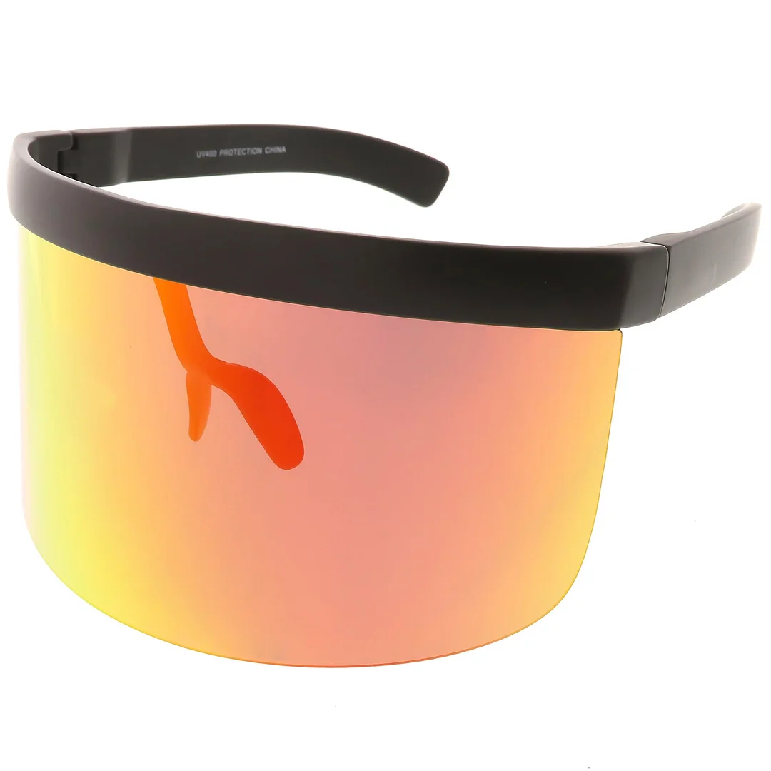 Futuristic Oversize Shield Visor glasses Flat Top Mirrored Mono Lens 172mm