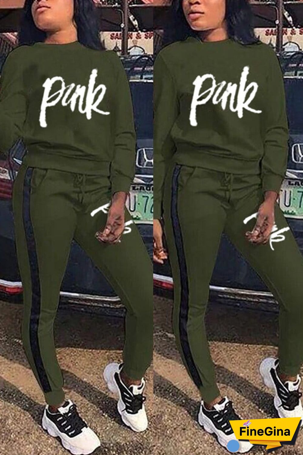 Casual Letter Print Sports Set