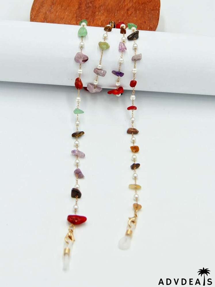 Faux Pearl Decor Glasses Chain