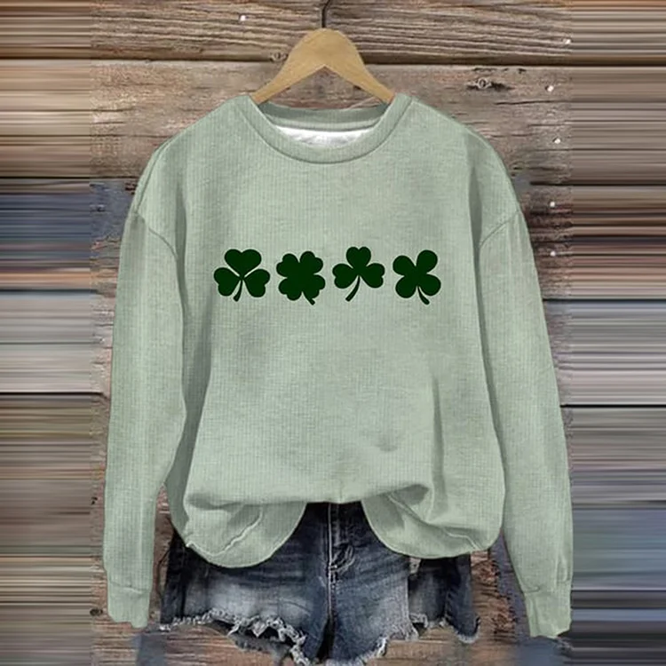 VChics Women's St Patricks Day Clover Print Casual Sweatshirt