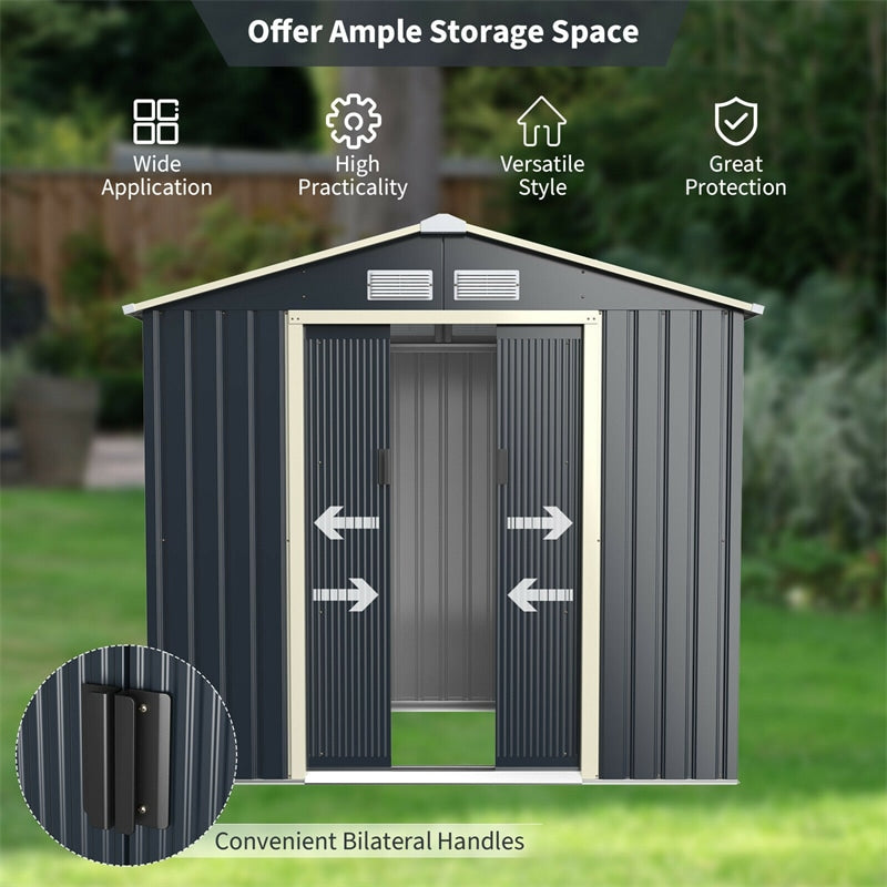 Eletriclife 7 x 4 Feet Metal Storage Shed with Sliding Double Lockable Doors