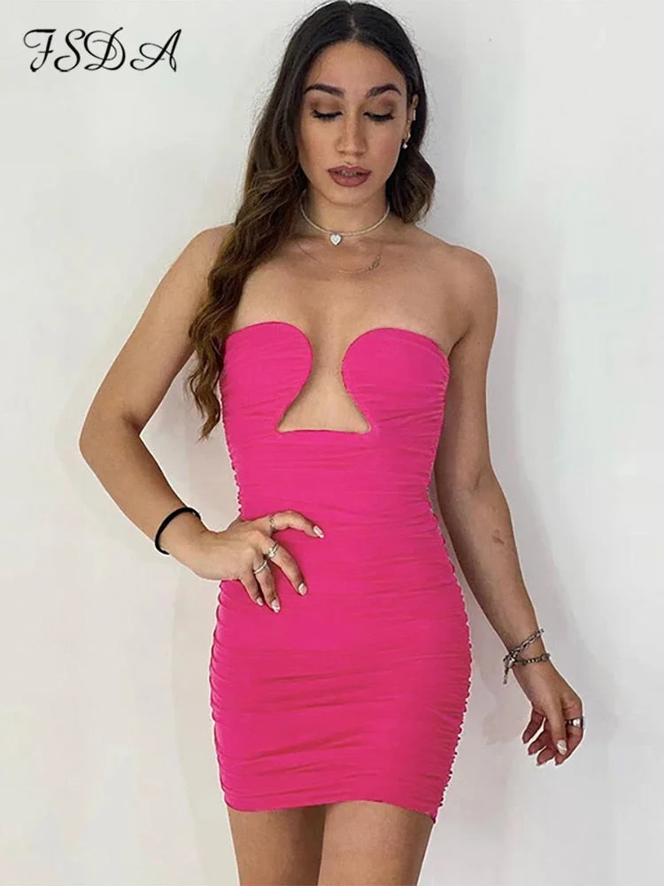Strapless Mini Black Bodycon Sleeveless 2022 Summer Women Dress Dresses Party Sexy White Off Shoulder Clothes Backless