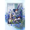 (Grande Taille) Cadre peinture &eacute;toile fleur bluebird-plein diamant rond peinture-40 * 60cm
