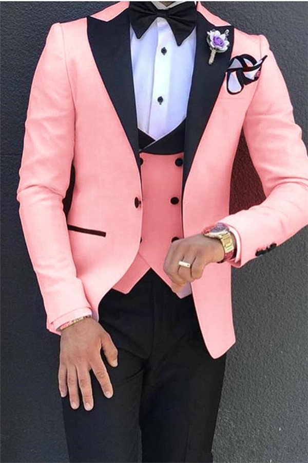 Gorgeous Pink Three Pieces Tuxedos Prom Suits Best Prom Suits | Ballbellas Ballbellas