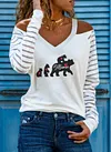 Off Shoulder Top Woman Print T-shirt