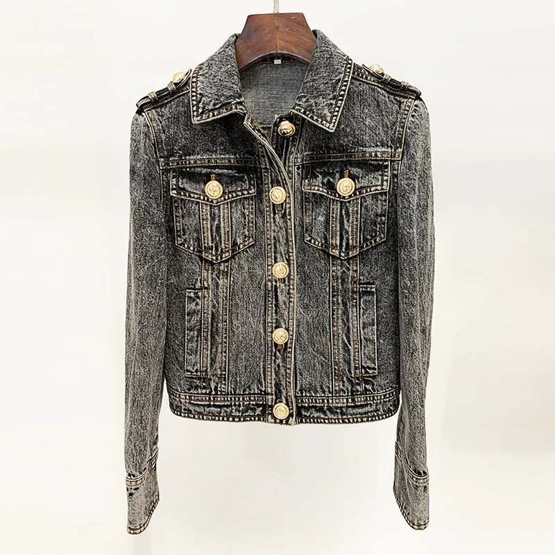 Nigikala Nigikala Star Fashion Lion Head Button Repair Water Denim Jacket Jacket In Autumn And Winter 2025