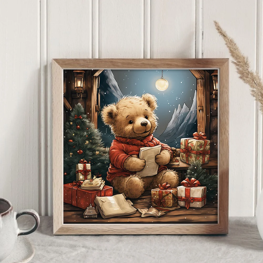 11CT Full Stamped&nbsp;Cross Stitch - Christmas Bear(Canvas|40*40CM)
