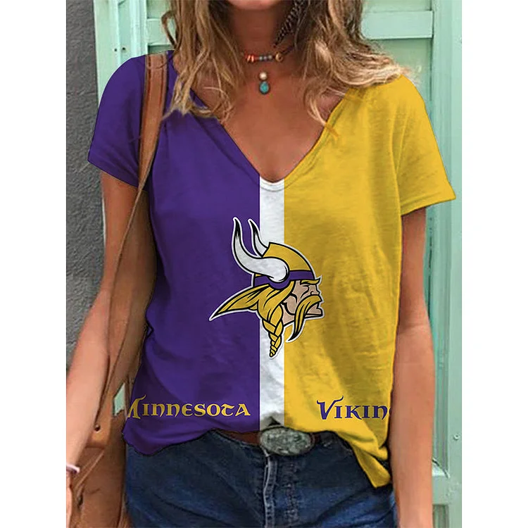 Minnesota Vikings Lightweight Short Sleeve V-Neck T-Shirt
