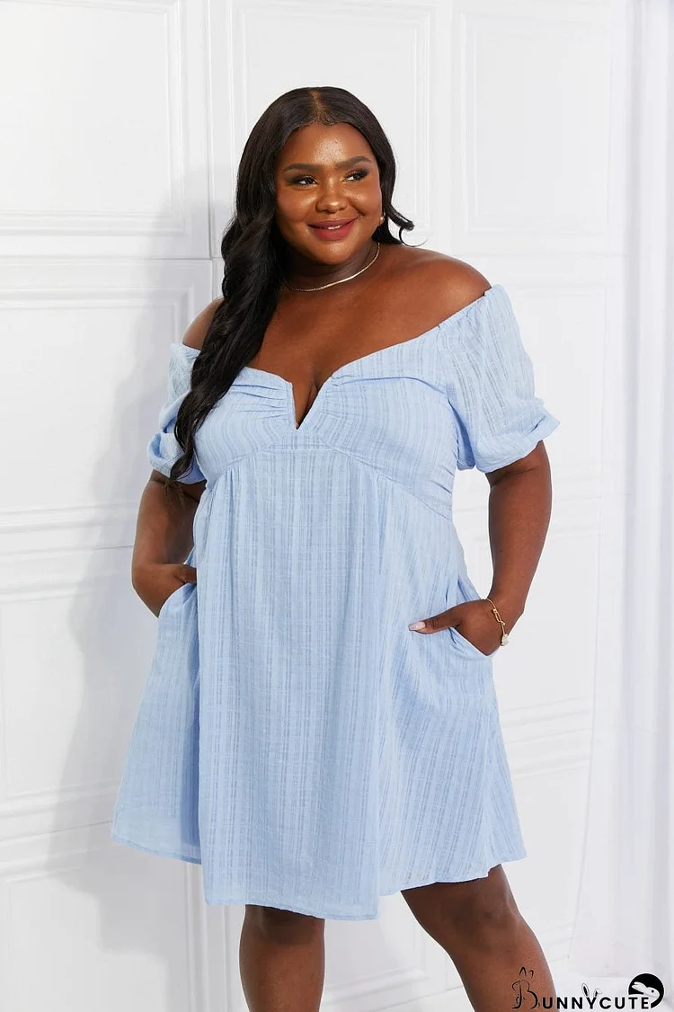 HEYSON Full Size Ruched Notched Neck Lace-Up Dress with Pockets