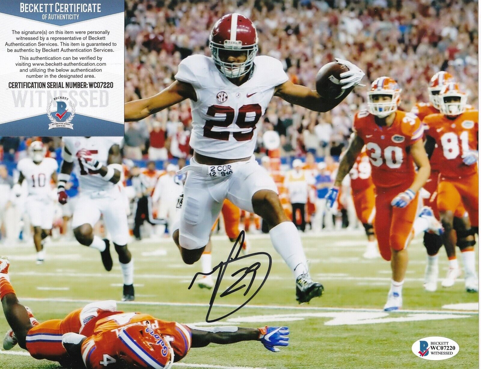 MINKAH FITZPATRICK ALABAMA CRIMSON TIDE BECKETT AUTHENTICATED SIGNED 8x10