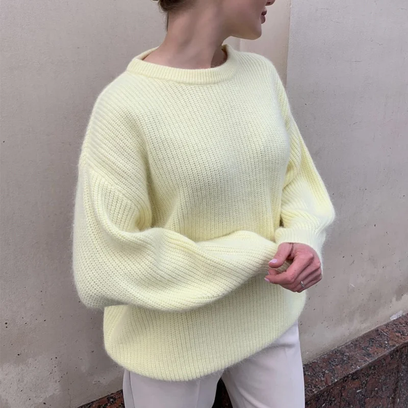 Athvotar Athvotar And Winter Ins Style Imitation Marince Sweater Women Lazy Style Temperament Loose Ultra-Soft Knitted Tops Women