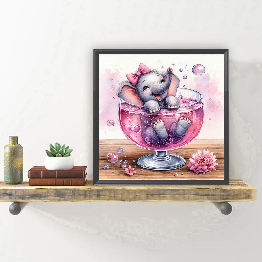 Diamond Painting - Full Round Drill - Cup Elephant(Canvas|30*30cm)
