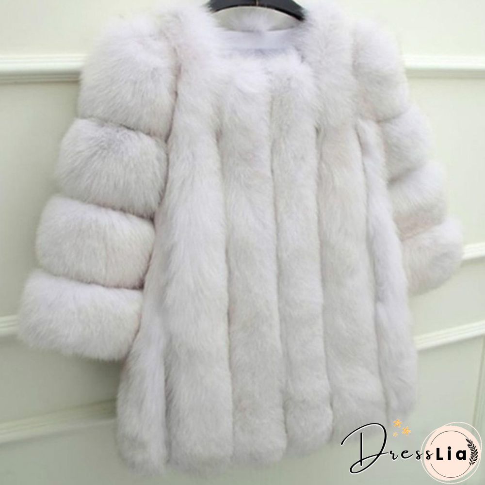 Women Winter Top Fashion Faux Fur Coat Elegant Thick Warm Outerwear Fake Fur Ladies Jacket Coat
