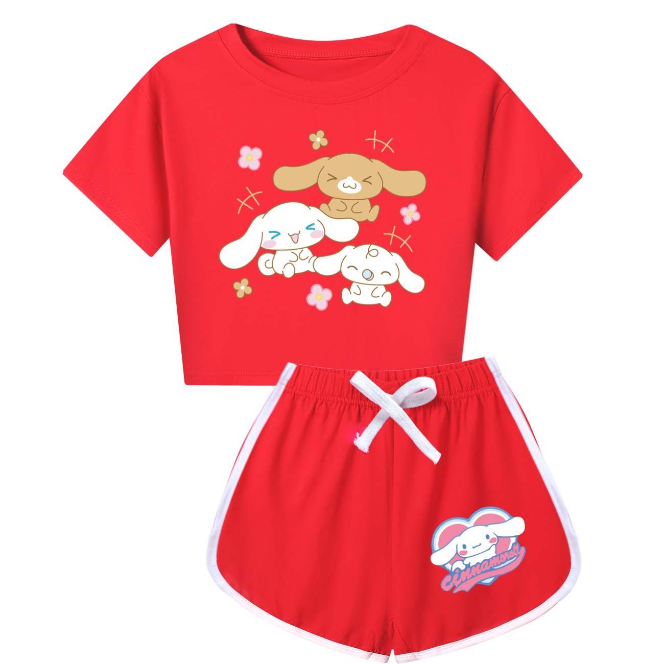 Cinnamoroll Kids Short Sleeve Top & Shorts Set - Adorable Bunny Design for Summer Fun -Mayoulove