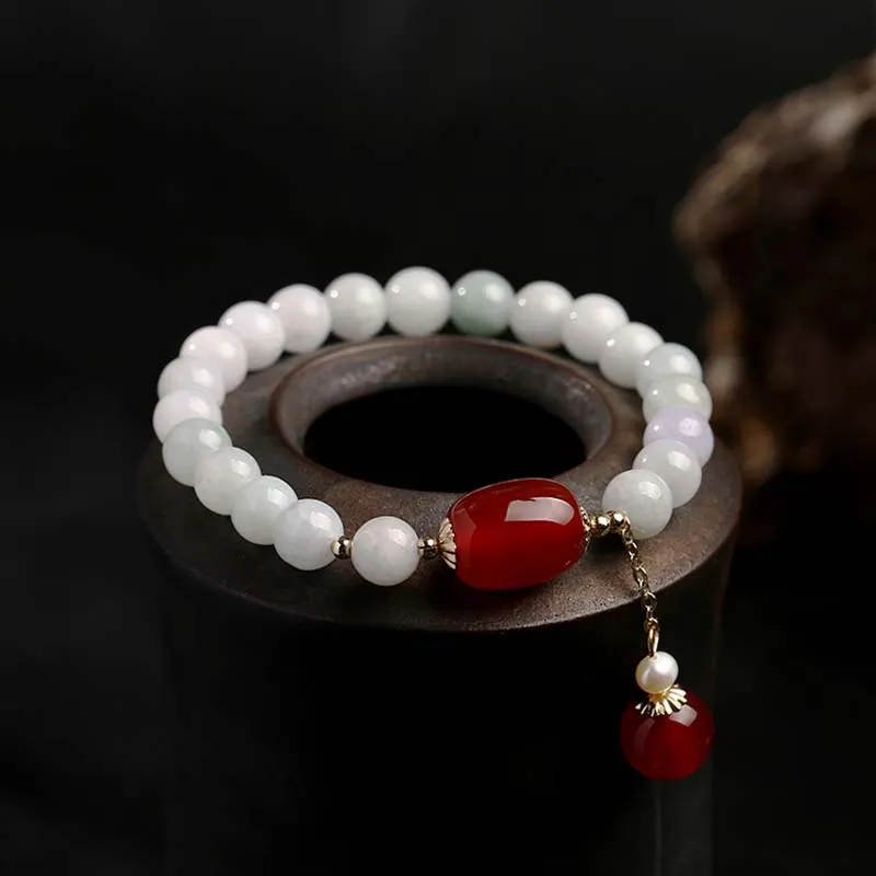 Natural White Jade Agate Protection Bracelet