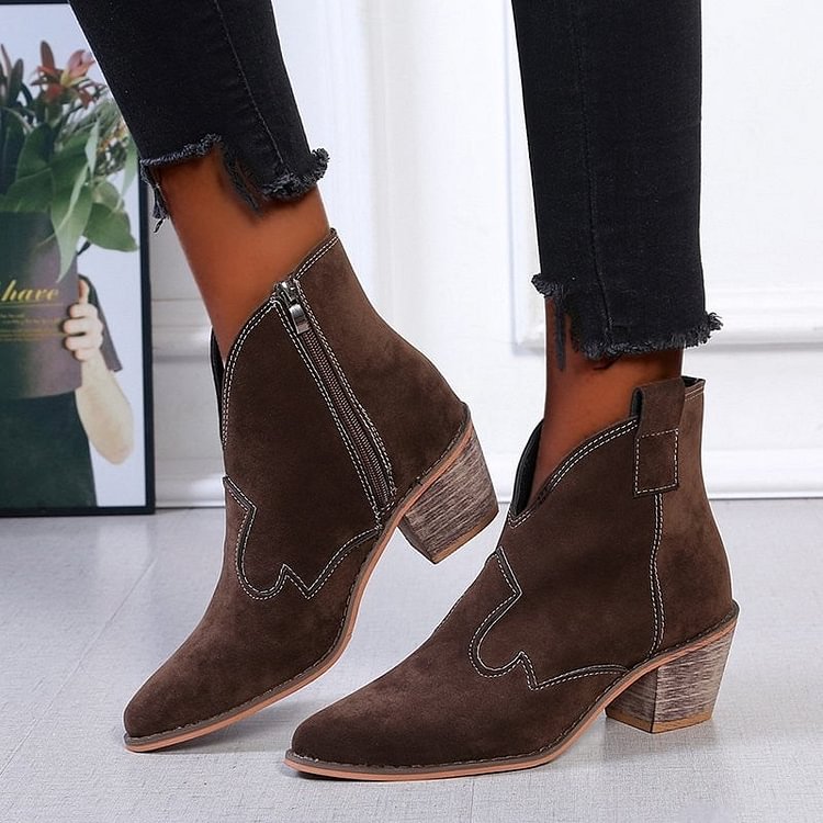 WOMEN MID HEEL POINTED TOE BOOTS