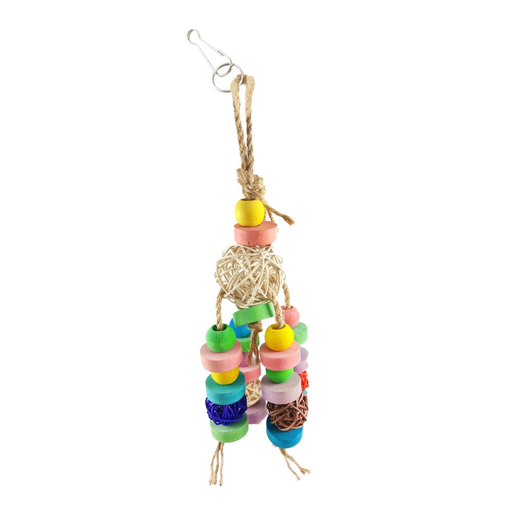 

Wooden Bird Toy Parrot Chew Rattan Ball Cage Ornaments Funny Swing Pet Toys, 501 Original