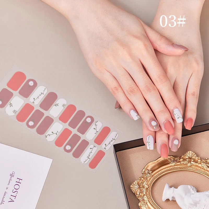New Designs Full Cover Nail Stickers Fashion Flowers Nail Sticker Set Self Adhesive Manicure Decoracion Nail Strips-Nail Inspo